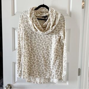 Gibsonlook Nordstrom Convertible Neck Top in Oatmeal Animal Leopard NWT